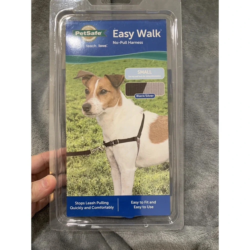New PetSafe Easy Walk No Pull Dog Harness Adjustable Nylon Small Black /Silver